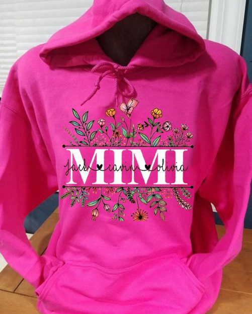 Personalized Grandma Hoodie Floral Grandma Custom Title And Kid Name   Gift For Grandma  3