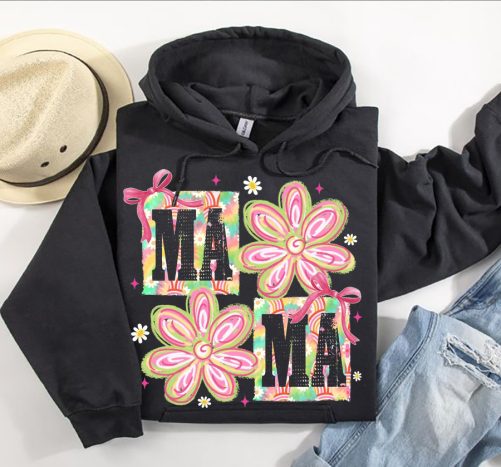 Personalized Grandma Hoodie Floral Mama Custom Title   Gift For Grandma   3