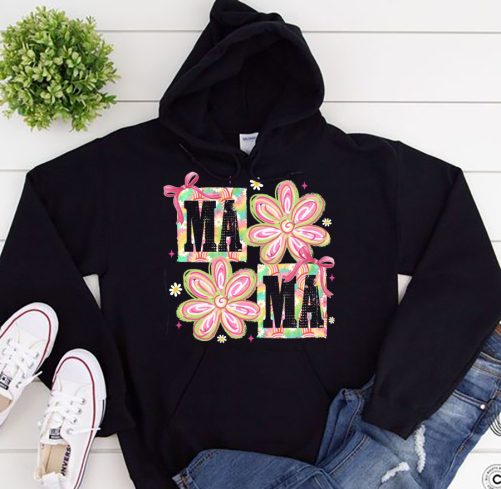 Personalized Grandma Hoodie Floral Mama Custom Title   Gift For Grandma