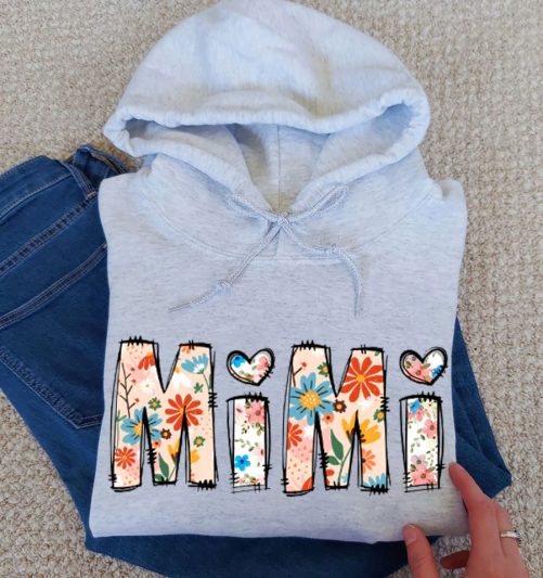 Personalized Grandma Hoodie Floral Mimi Custom Title   Gift For Grandma  2