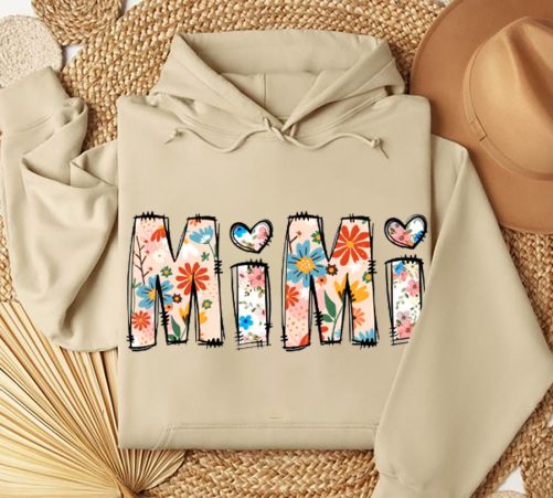 Personalized Grandma Hoodie Floral Mimi Custom Title   Gift For Grandma