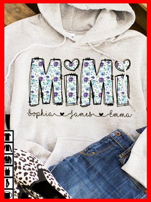 Personalized Grandma Hoodie Grandma Floral Custom Title And Kid's Name   Gift For Grandma   1