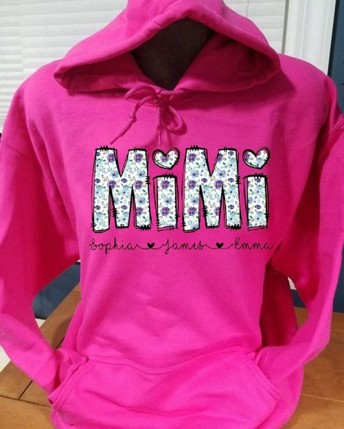 Personalized Grandma Hoodie Grandma Floral Custom Title And Kid's Name   Gift For Grandma