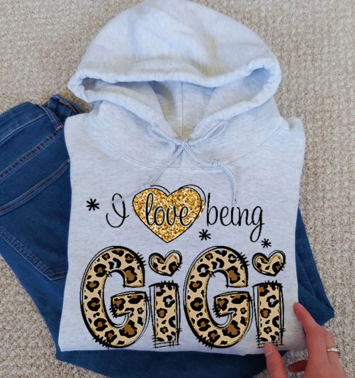 Personalized Grandma Hoodie I Love Being Gigi Cleopard Design Custom Tittle   Gift For Grandma  1