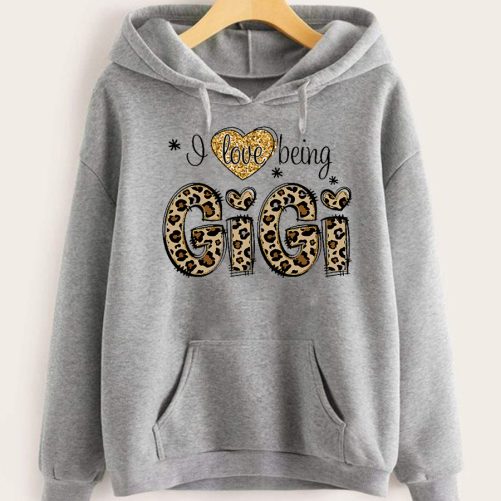 Personalized Grandma Hoodie I Love Being Gigi Cleopard Design Custom Tittle   Gift For Grandma  2