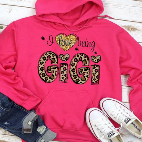 Personalized Grandma Hoodie I Love Being Gigi Cleopard Design Custom Tittle   Gift For Grandma  4