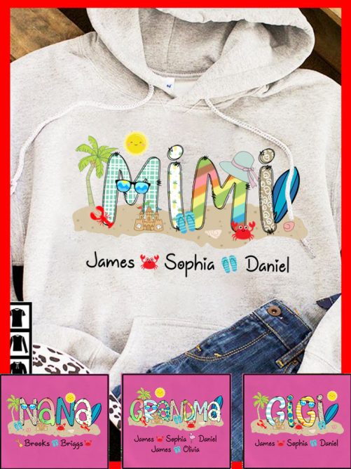 Personalized Grandma Hoodie Summer With Grandkids Custom Title And Kid Name   Gift For Grandma  1