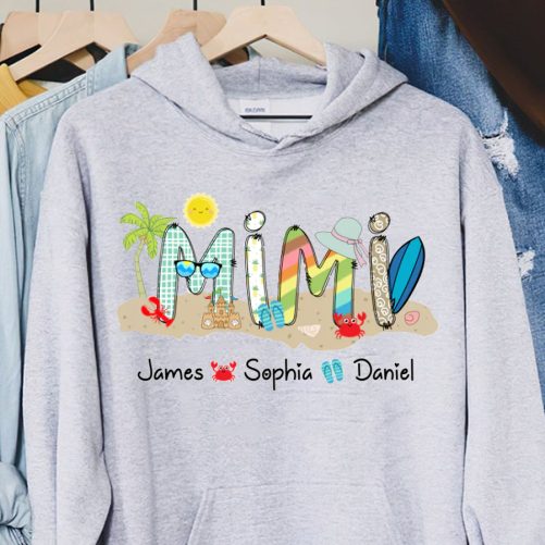 Personalized Grandma Hoodie Summer With Grandkids Custom Title And Kid Name   Gift For Grandma  3