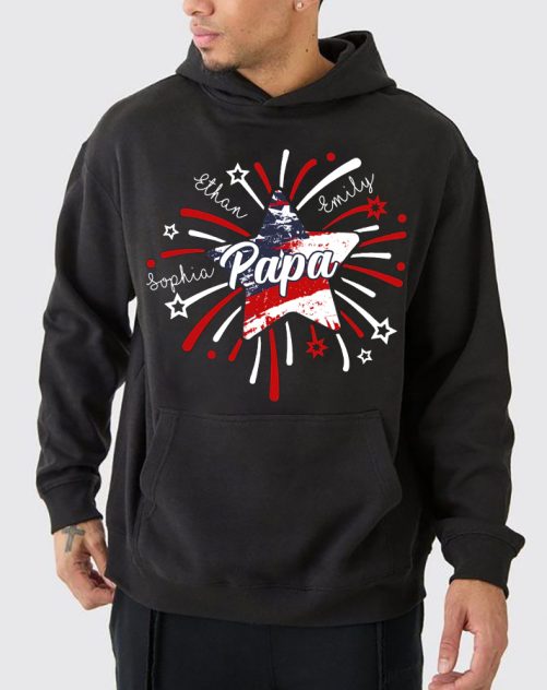 Personalized Grandpa Hoodie 4th Of July Grandpa Custom Title And Kid's Name   Gift For Grandpa  3