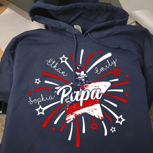 Personalized Grandpa Hoodie 4th Of July Grandpa Custom Title And Kid's Name   Gift For Grandpa