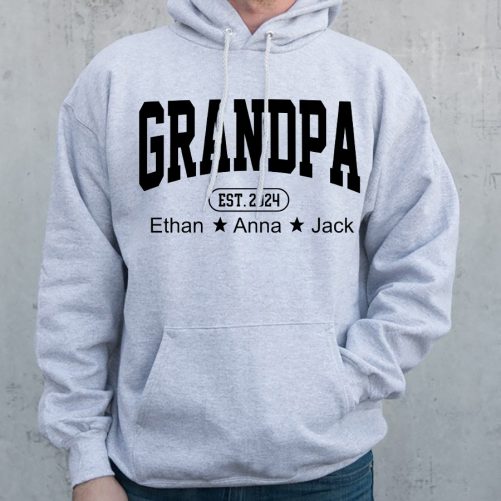 Personalized Grandpa Hoodie Grandpa Est Classic Design Custom Kid's Name And Year   Gift For Grandpa  1