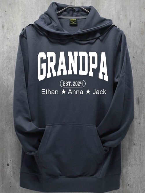 Personalized Grandpa Hoodie Grandpa Est Classic Design Custom Kid's Name And Year   Gift For Grandpa  4
