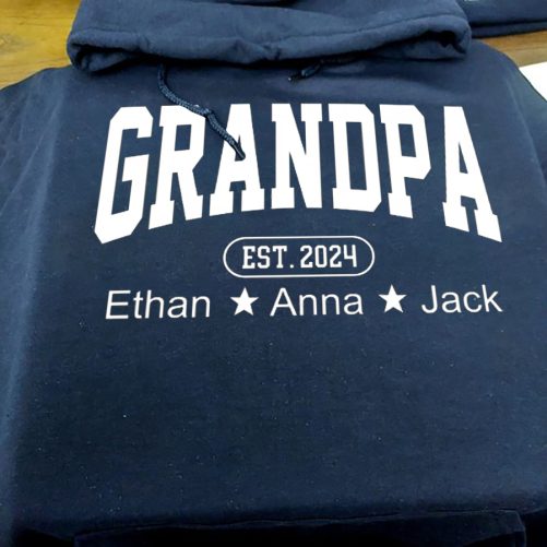 Personalized Grandpa Hoodie Grandpa Est Classic Design Custom Kid's Name And Year   Gift For Grandpa