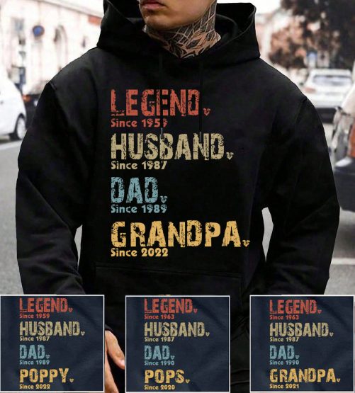 Personalized Grandpa Hoodie Legend Husband Daddy Papa Est Custom Title And Year Gift For Grandpa 1