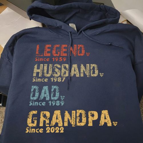 Personalized Grandpa Hoodie Legend Husband Daddy Papa Est Custom Title And Year   Gift For Grandpa