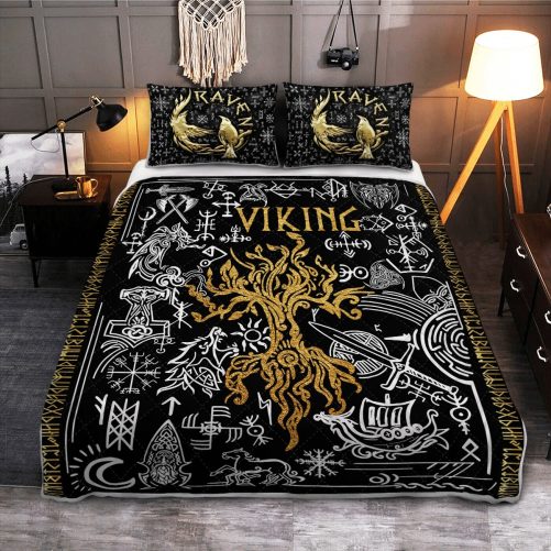 Viking Raven Tree Of Life Yggdrasil Viking Quilt Bedding Set