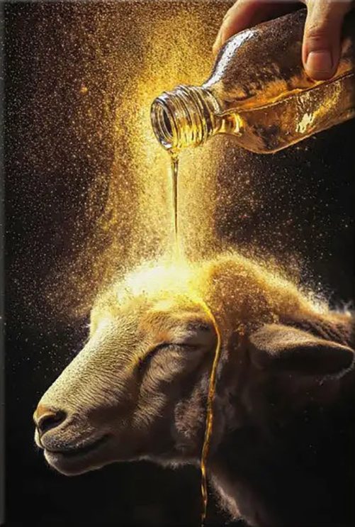 A Lamb Anointed with Oil Christian Wall Art Canvas