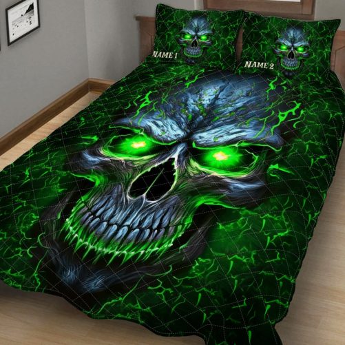 Awesome Skull Personalized Skull Quilt Set