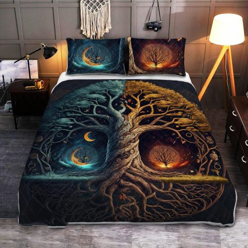 Balance Concept Yggdrasil Tree Of Life Norse Mythology Viking Quilt Bedding Set