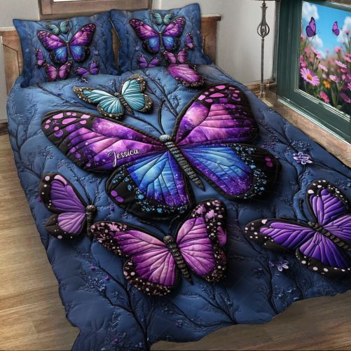 Beautiful Butterflies Personalized Butterfly Quilt Set