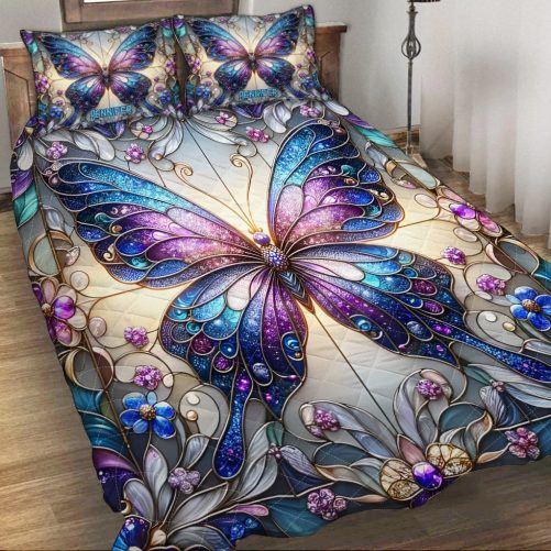 Beautiful Butterflies Personalized Butterfly Quilt Set