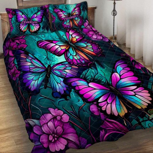 Beautiful Butterflies Personalized Butterfly Quilt Set