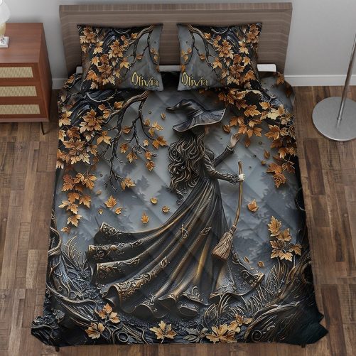 Beautiful Witch Personalized Witch Quilt Set