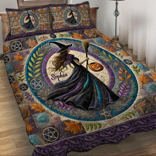 Beautiful Witch Personalized Witch Quilt Set