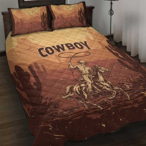 Black Cowboy Take Me Away Quilt Bed Set LT15