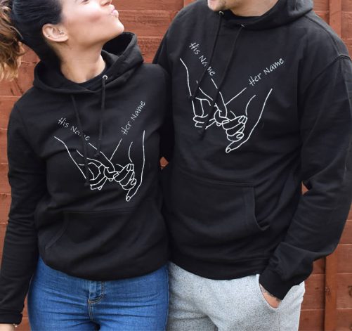 Couple Hoodie Hand In Hand Custom His And Her Name   Gift For Couple  1