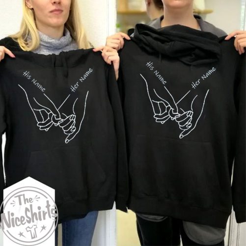 Couple Hoodie Hand In Hand Custom His And Her Name   Gift For Couple  2