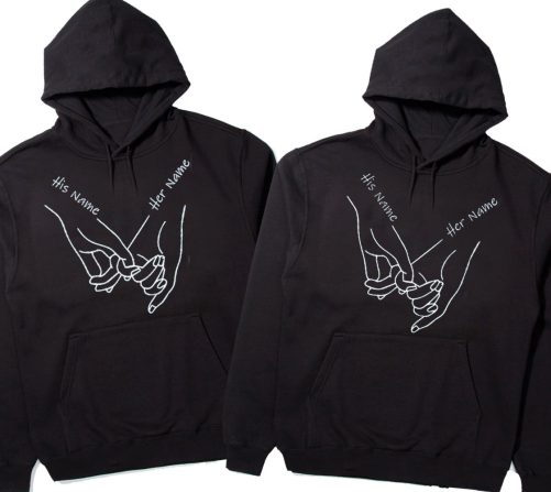 Couple Hoodie Hand In Hand Custom His And Her Name   Gift For Couple  3