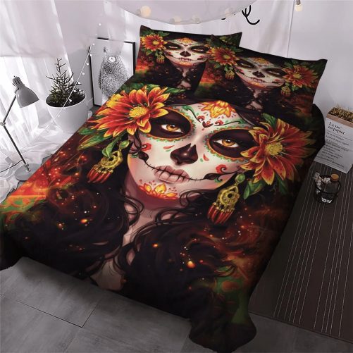 Day Of The Dead Soft Cotton Linen Soft Duvet Cover Set, Day Of The Dead Bedding set, Day Of The Dead Bedding Set, Gifts for Day Of The Dead