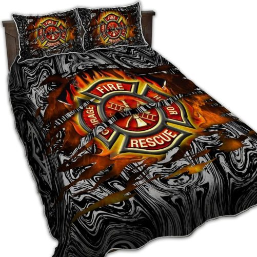 Firefighter Courage Fire Honor Rescue Cool Quilt Bed Set