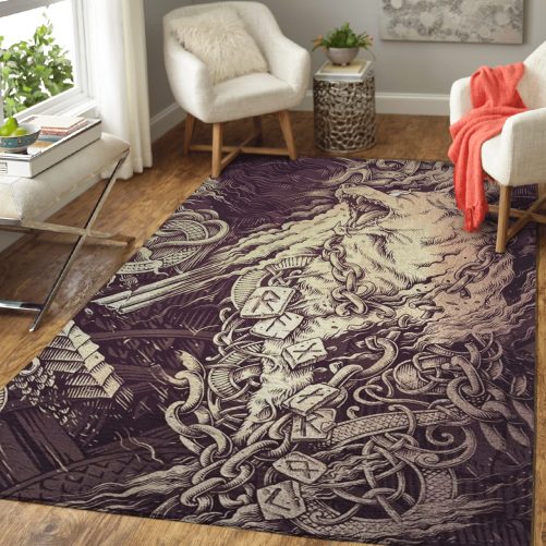 Frenrir And Rune Viking Area Rug