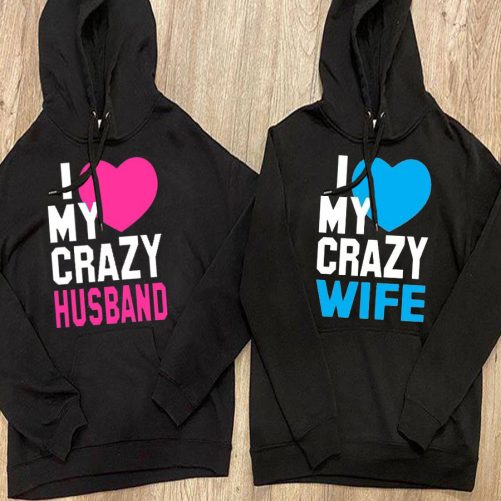 Matching Couple Hoodie I Love My Crazy Husband Crazy Wife   Gift For Best Friend  1
