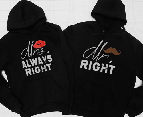 Matching Couple Hoodie Mrs Always Right Mr Right   Gift For Couple  1