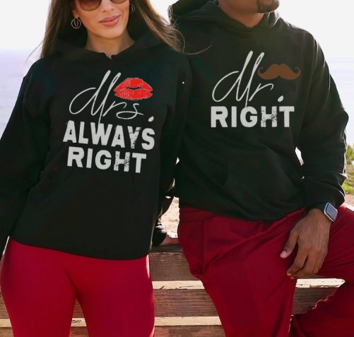 Matching Couple Hoodie Mrs Always Right Mr Right Gift For Couple 3