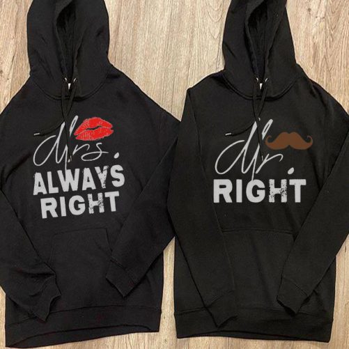 Matching Couple Hoodie Mrs Always Right Mr Right   Gift For Couple  4