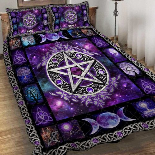 Mystical Pentacle Personalized Witch Quilt Set