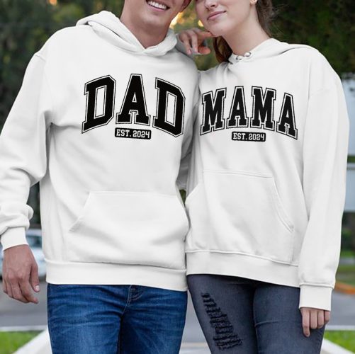 Personalized Couple Hoodie Dad And Mama Est Custom Year   Gift For Couple  1