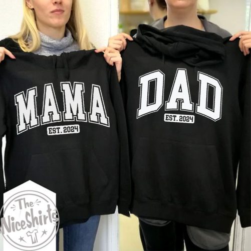 Personalized Couple Hoodie Dad And Mama Est Custom Year   Gift For Couple