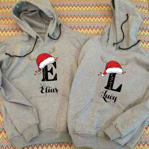 Personalized Couple Hoodie Merry Christmas Deer Custom Name   Christmas Gift For Couple  1