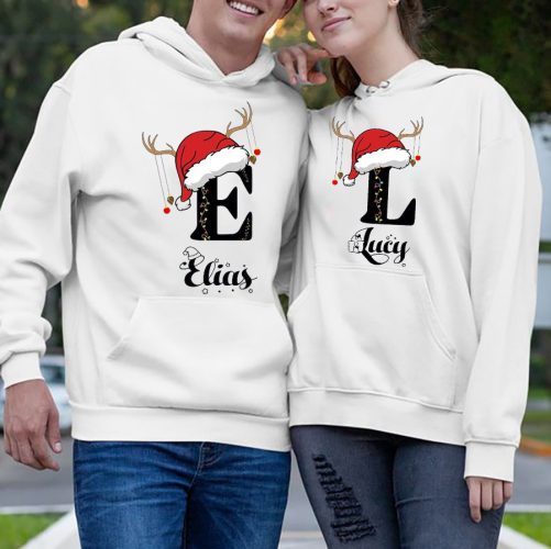 Personalized Couple Hoodie Merry Christmas Deer Custom Name   Christmas Gift For Couple  4
