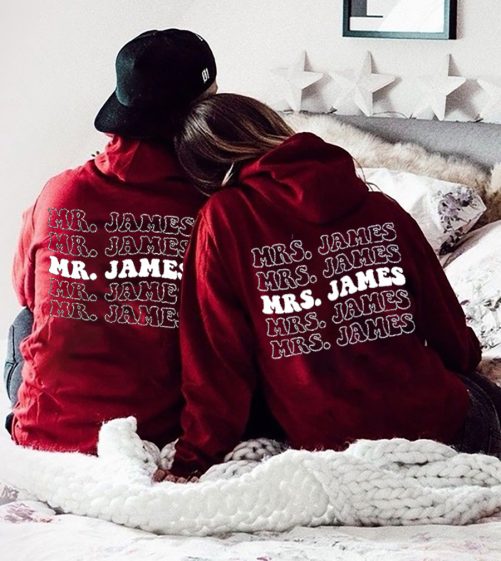 Personalized Couple Hoodie Mr And Mrs Custom Name   Gift For Couple