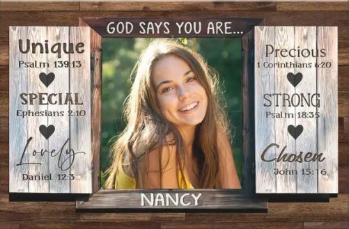 Personalized, God Says You Are, Wall Art Canvas With Custom Photo & Name