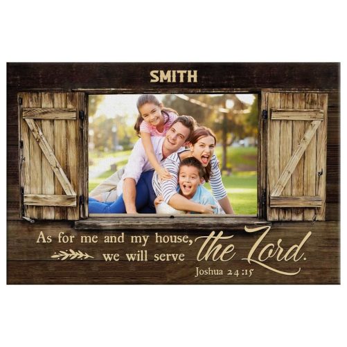 Personalized, Joshua As For Me And My House, Wall Art Canvas With Custom Family Name And Photo