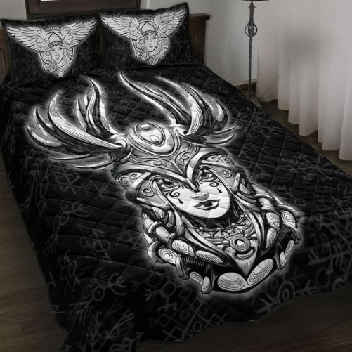 Quilt Bed Set Valkyrie Viking Rune Pattern Quilt Bed Set