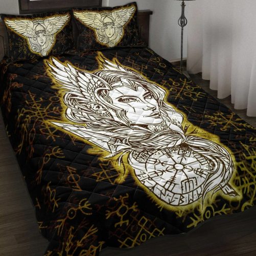 Quilt Bed Set Viking Valkyrie Gold Quilt Bed Set