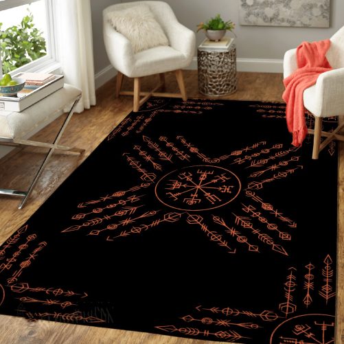 Raven Rune Vegvisir Viking Area Rug